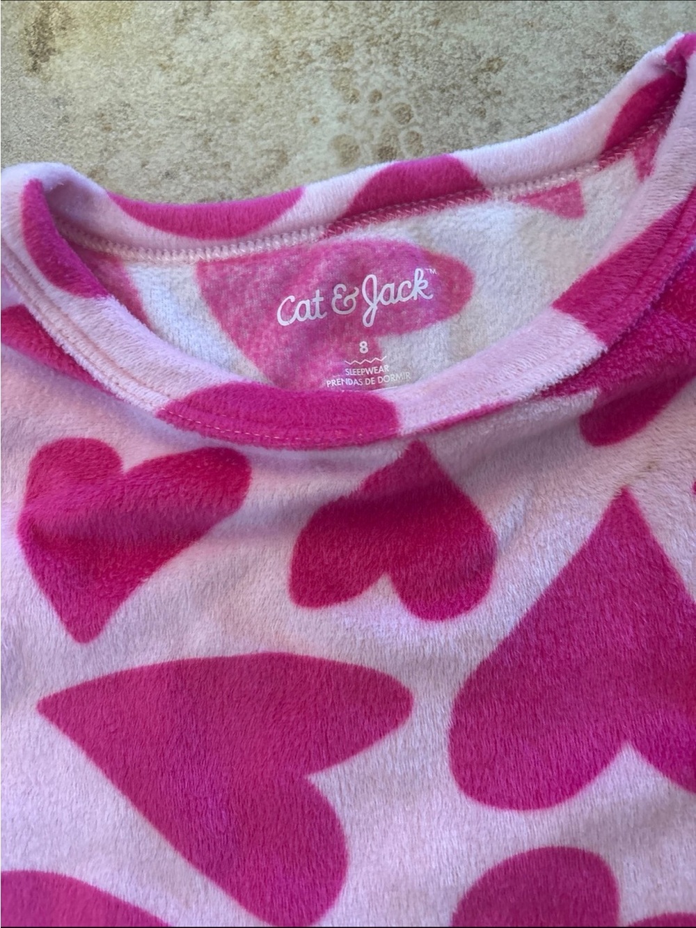 Girls cat & jack pink magenta heart soft fleece fuzzy pajamas - Picture 3 of 4
